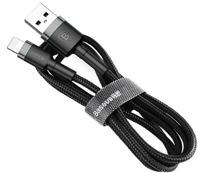 Фото - кабель та перехідник Кабель Baseus USB to Lightning 2.4A 1m (CALKLF-BG1) сірий-чорний