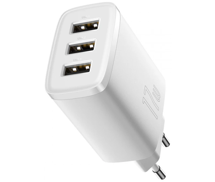 Фото - зарядний пристрій для телефону і планшета Зарядний пристрій Baseus Compact 3U 17W (CCXJ020102) білий
