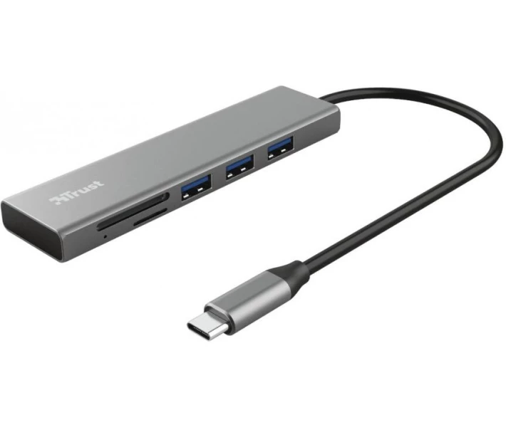 Фото - кардрідер Хаб Trust Halyx Fast USB-C Hub and Card Reader 3-port (24191)