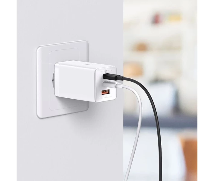 Фото - зарядний пристрій для телефону і планшета Зарядний пристрій Baseus 65W GaN5 Pro 2C+U(CCGP120202 ) бiл + кабель Type-C to Type-C