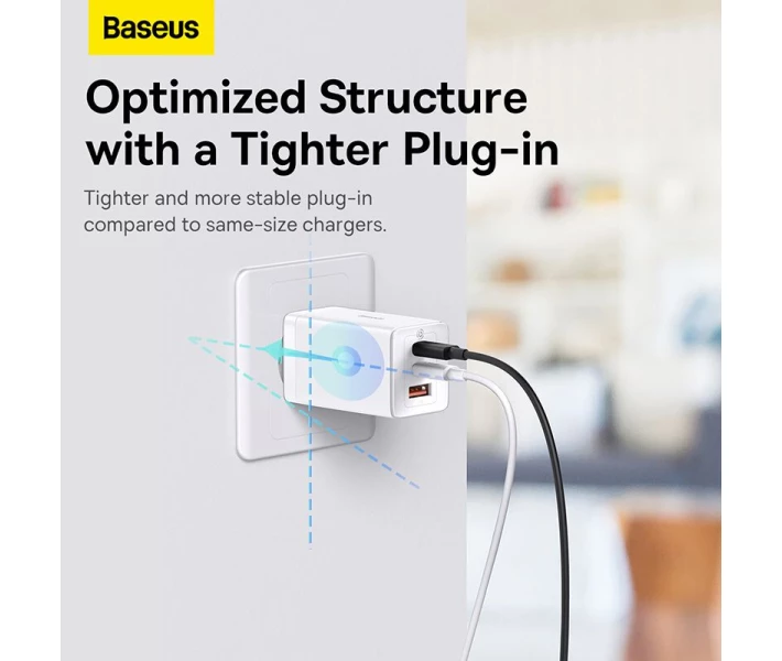 Фото - зарядний пристрій для телефону і планшета Зарядний пристрій Baseus 65W GaN5 Pro 2C+U(CCGP120202 ) бiл + кабель Type-C to Type-C