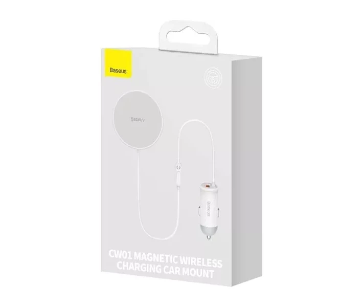 Фото - автомобільний тримач Автотримач Baseus CW01 MagneticWireless40W (SUCX040102)біл.