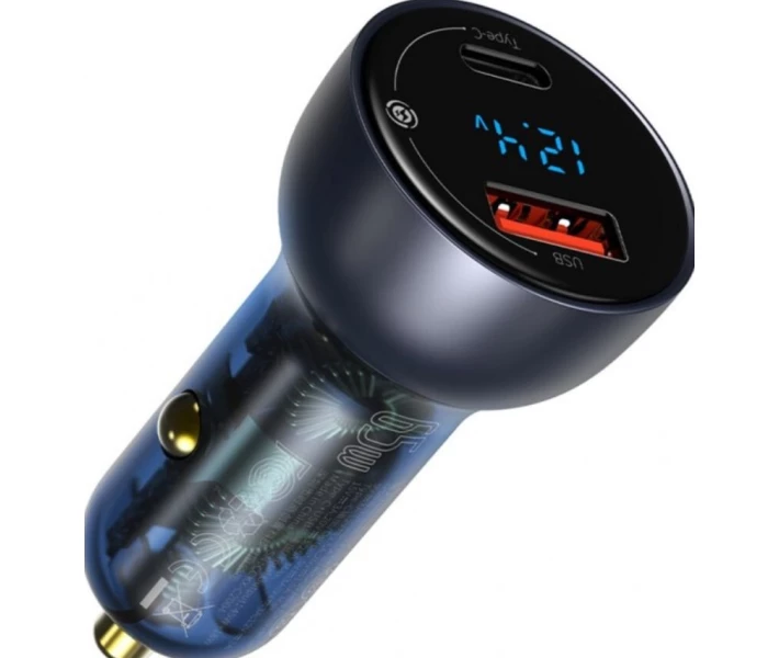 Фото - зарядний пристрій для телефону і планшета АЗП Baseus Particular Digital QC+PPS,Dark Gray(CCKX-C0G) синій