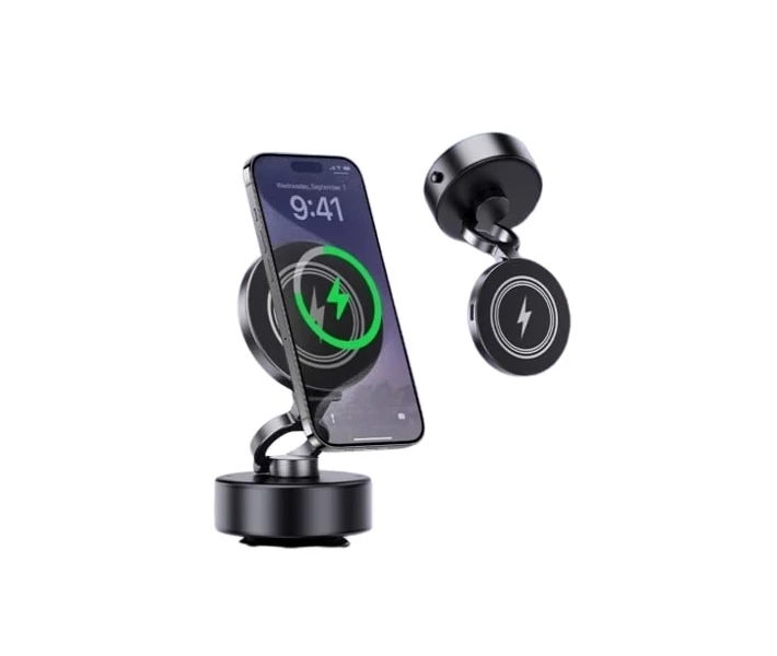 Фото - автомобільний тримач Автотримач JILE D1 Electric Vacuum Adsorption Wireless Charger чорний