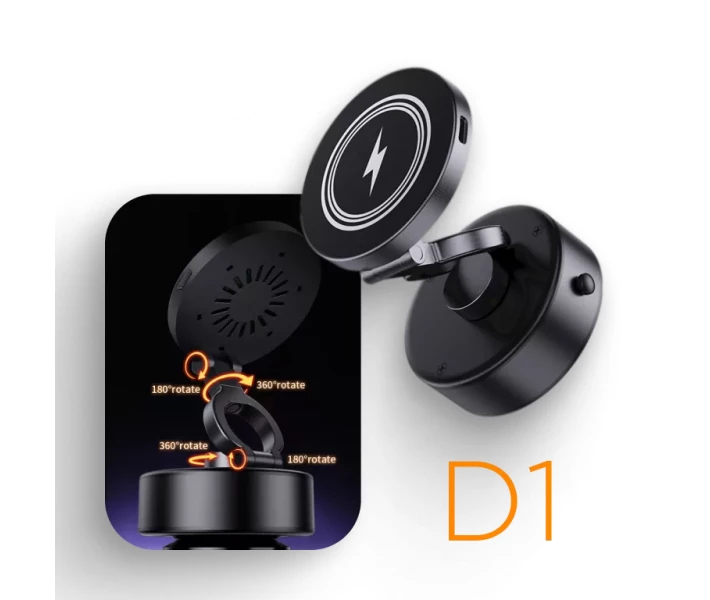 Фото - автомобільний тримач Автотримач JILE D1 Electric Vacuum Adsorption Wireless Charger чорний