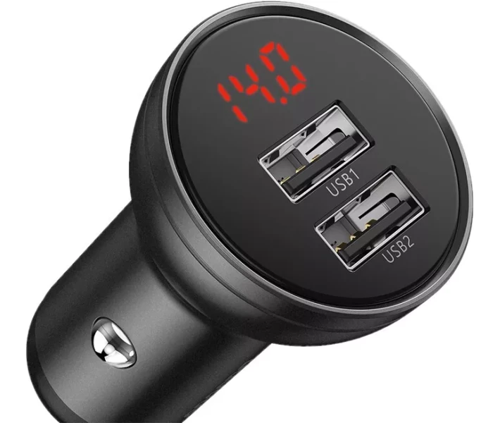 Фото - зарядний пристрій для телефону і планшета Зарядний пристрій Baseus Display Dual Car Charger 24W