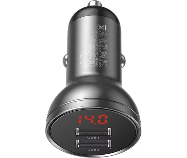 Фото - зарядний пристрій для телефону і планшета Зарядний пристрій Baseus Display Dual Car Charger 24W
