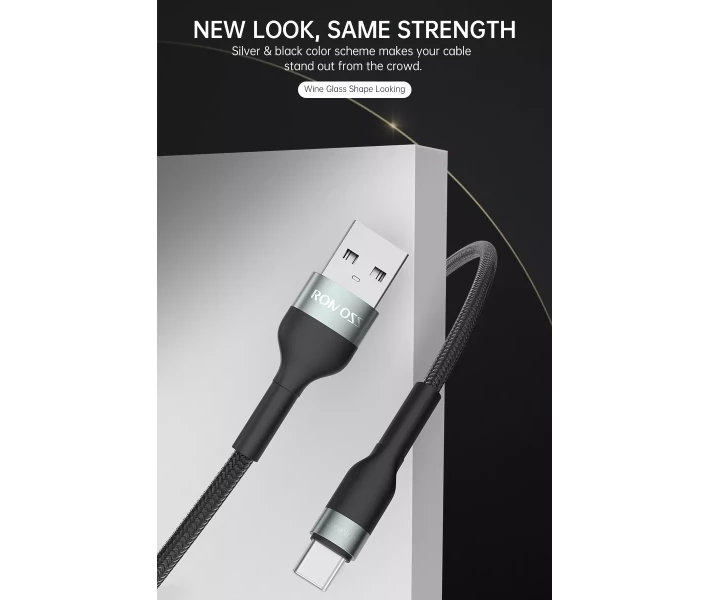 Фото - кабель та перехідник Кабель Romoss USB to Type-C 3A 1m (CB3031-631-G43H) чорн.