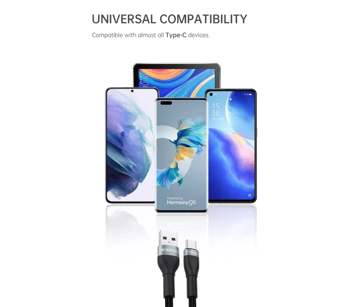Фото - кабель та перехідник Кабель Romoss USB to Type-C 3A 1m (CB3031-631-G43H) чорн.
