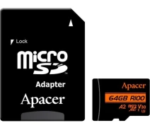 Придбати - планшет  Карта пам'яті Apacer microSDXC UHS-I U3 64GB V30 A2 адаптер +SD (AP64GMCSX10U8-R)