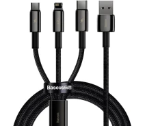 Придбати - кабель та перехідник  Кабель Baseus 3-in-1 USB to M+L+C 3.5A 1.5m (CAMLTWJ-01)чор