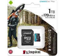 Придбати - карту пам'яті  Карта пам'яті Kingston MicroSDXC 1TB Canvas Go! Plus Class 10 UHS-I U3 V30 A2 + SD-адаптер (SDCG3/1TB)