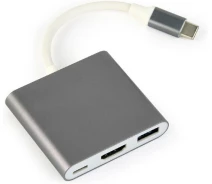 Придбати - кабель та перехідник  Type-C -> HDMI 0,1м Cablexpert (A-CM-HDMIF-02-SG) gray