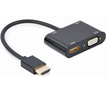 Придбати - аксесуар до смартфону  Адаптер-перехідник HDMI на HDMI/VGA+Аудио 3,5 (A-HDMIM-HDMIFVGAF-01)