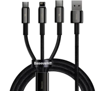 Придбати - кабель та перехідник  Кабель Baseus 3-in-1 USB to M+L+C 3.5A 1.5m (CAMLTWJ-01