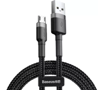 Придбати - кабель та перехідник  Кабель Baseus USB to Micro 2.4A 1m (CAMKLF-BG1) Gray/Black